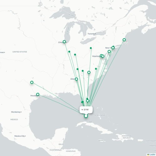 Mapa de vuelo directo Cayo Hueso - Knoxville
