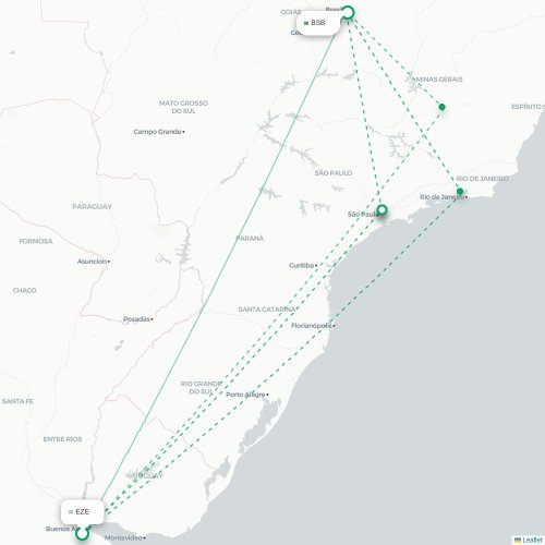 Mapa lotu bezpośredniego Buenos Aires – Brasília