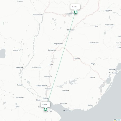 Buenos Aires - Encarnacion kaart van rechtstreekse vlucht