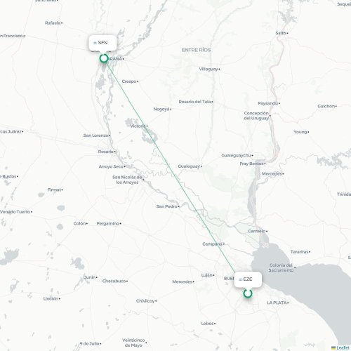 Buenos Aires - Santa Fe kaart van rechtstreekse vlucht