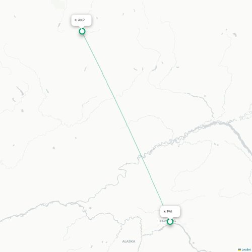Mapa lotu bezpośredniego Fairbanks – Anaktuvuk Pass