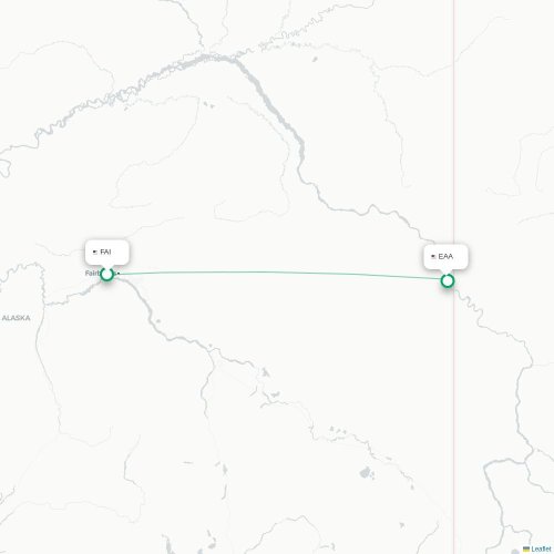 Mapa lotu bezpośredniego Fairbanks – Eagle