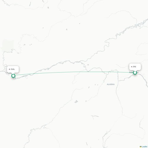 Mapa lotu bezpośredniego Fairbanks – Galena
