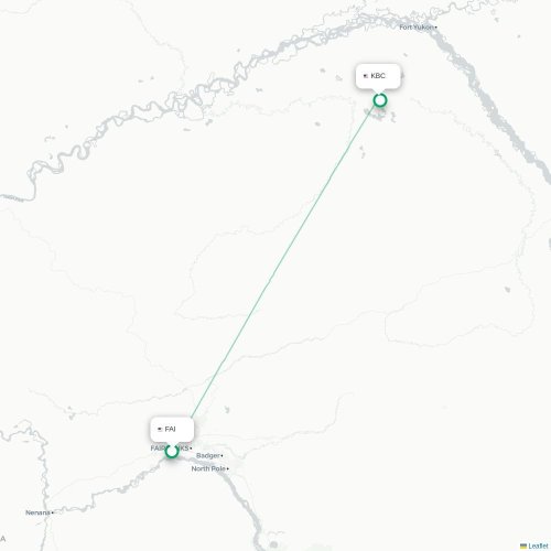Mapa lotu bezpośredniego Fairbanks – Birch Creek