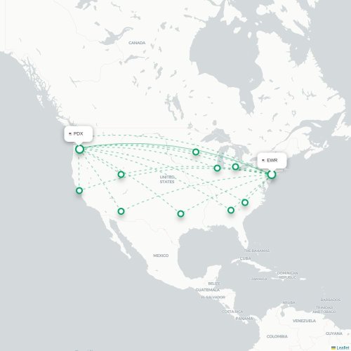 Mapa lotu bezpośredniego Fairbanks – Portland