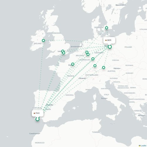 Faro - Berlin karta över direktflyg