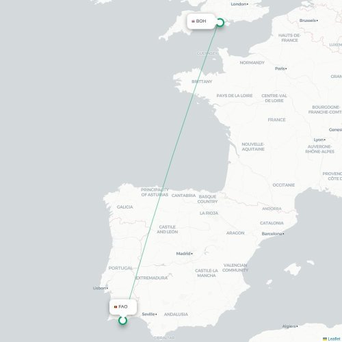 Faro - Bournemouth karta över direktflyg