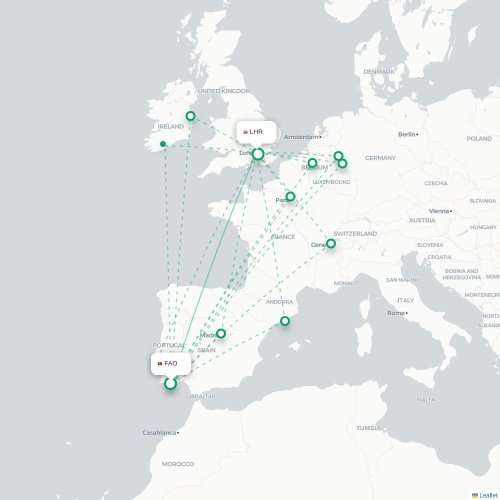 Faro - London karta över direktflyg