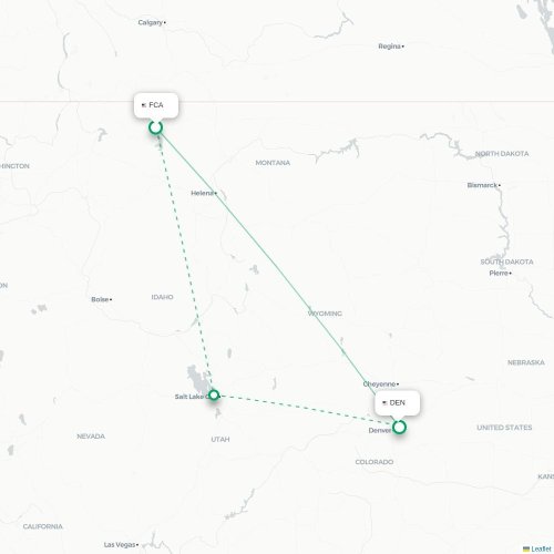Mapa de vuelo directo Kalispell - Denver
