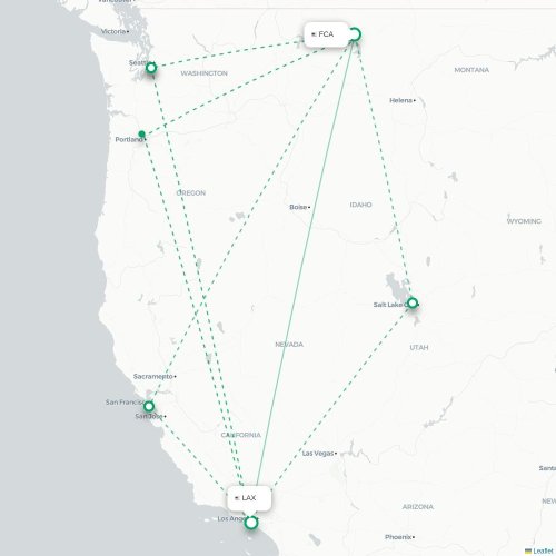 Mapa de vuelo directo Kalispell - Los Ángeles