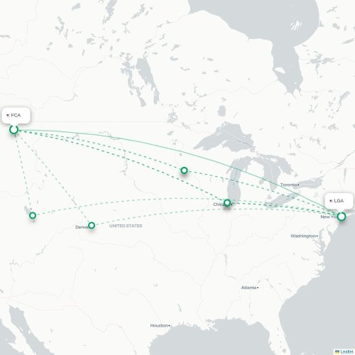 Mapa de vuelo directo Kalispell - Nueva York