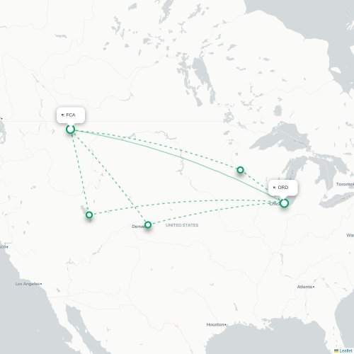 Mapa de vuelo directo Kalispell - Chicago