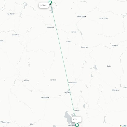 Mapa de vuelo directo Kalispell - Salt Lake City