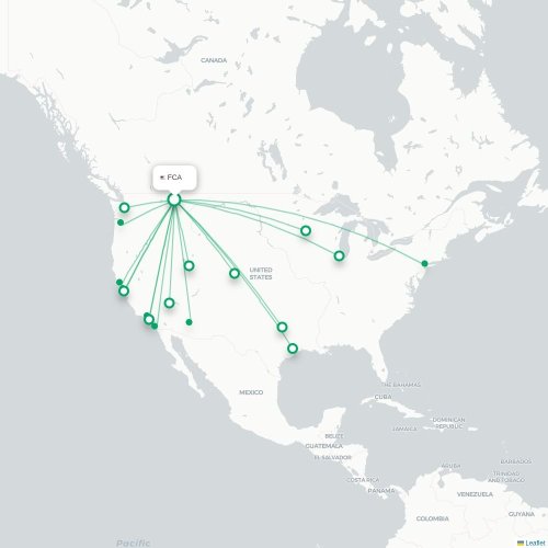 Route map Kalispell  FCA airport