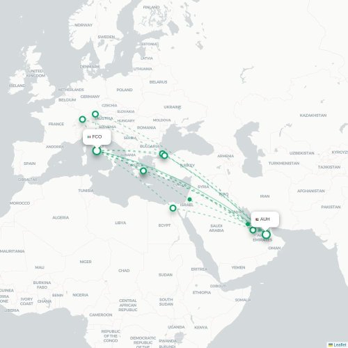 Mapa lotu bezpośredniego Rzym – Abu Zabi