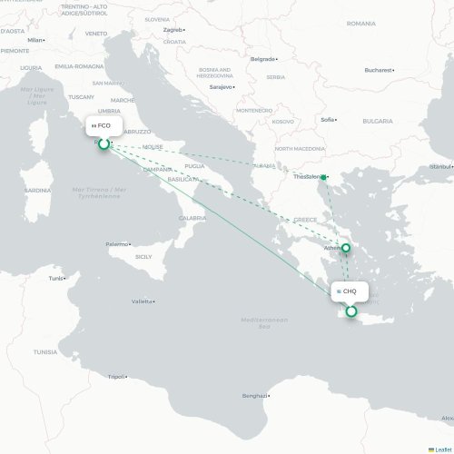 Rom - Chania karta över direktflyg