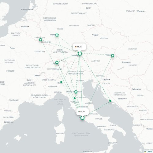 Rome - Munich carte du vol direct
