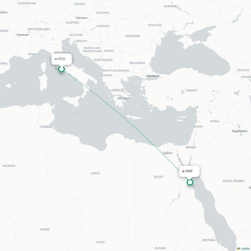 Mapa lotu bezpośredniego Rzym – Marsa Alam