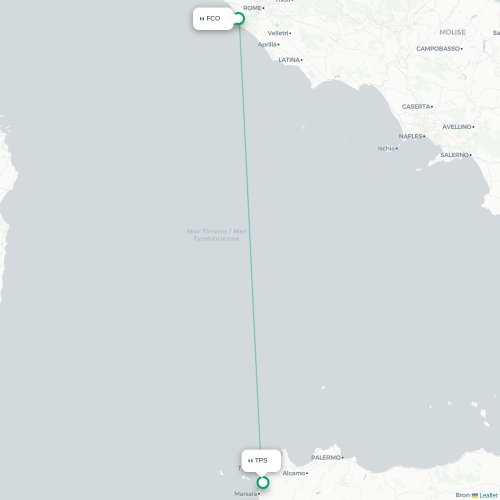 Rom - Trapani karta över direktflyg