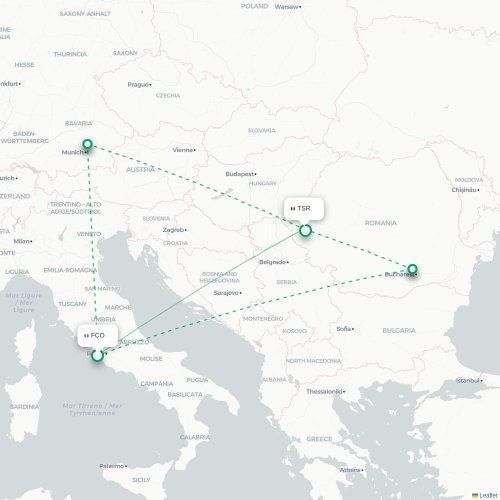 Mapa de vuelo directo Roma - Timisoara