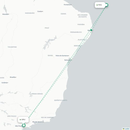 - Sao Paulo karta över direktflyg