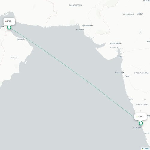 Mapa lotu bezpośredniego Fujairah – Kannanur