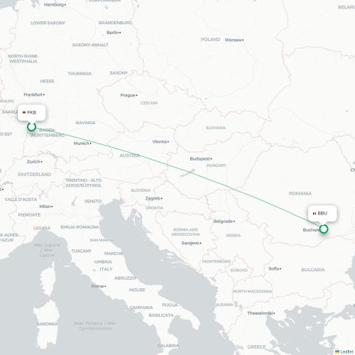 Karlsruhe - Bucarest carte du vol direct