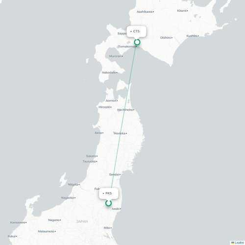 Mapa lotu bezpośredniego Fukushima – Sapporo