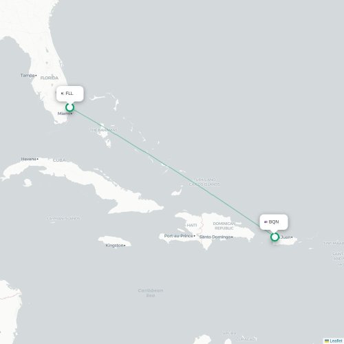Mapa de vuelo directo Fort Lauderdale - Aguadilla