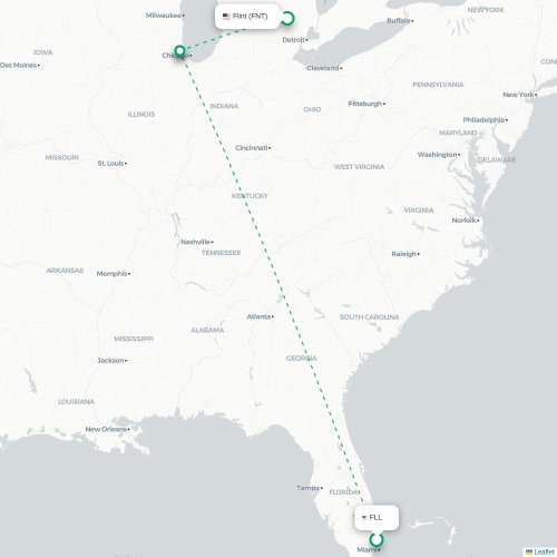 Mapa de vuelo directo Fort Lauderdale - Flint