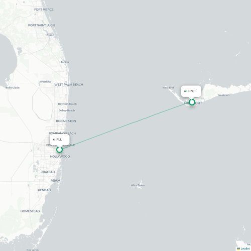 Fort Lauderdale - Freeport kaart van rechtstreekse vlucht