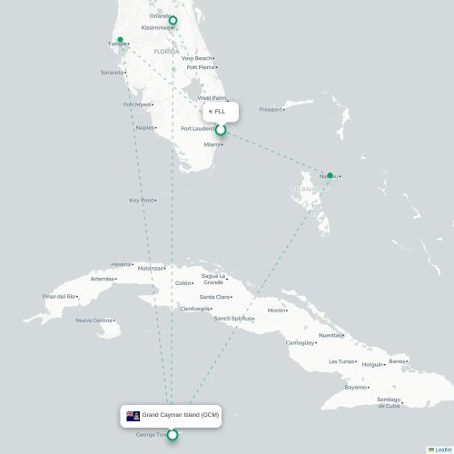 Mapa de vuelo directo Fort Lauderdale - George Town