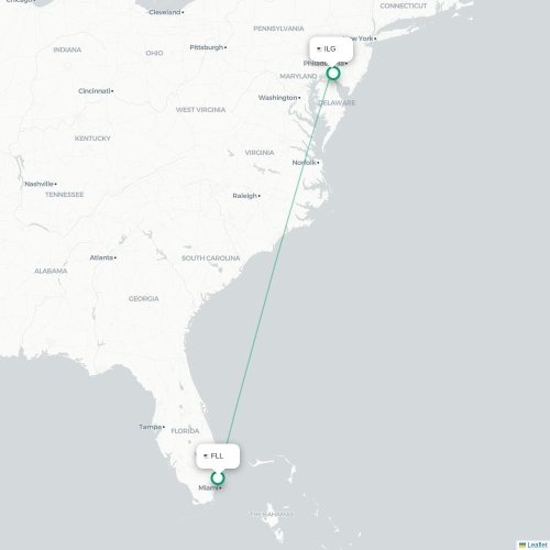 Mapa lotu bezpośredniego Fort Lauderdale – Wilmington