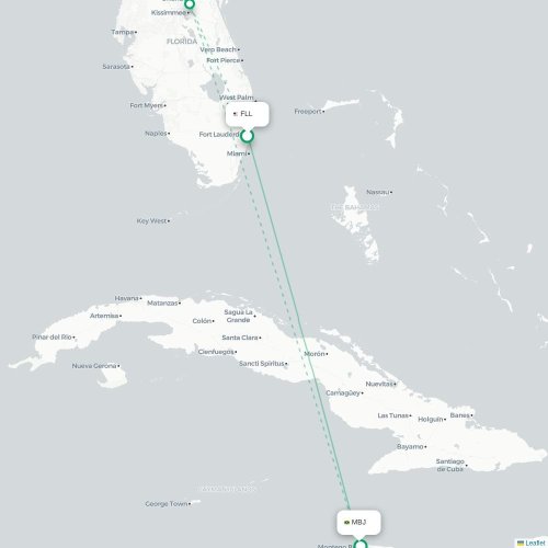 Mapa de vuelo directo Fort Lauderdale - Bahía Montego