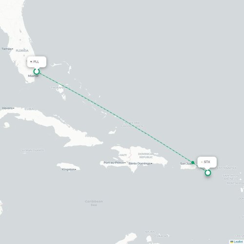 Mapa de vuelo directo Fort Lauderdale - Christiansted