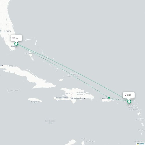 Mapa de vuelo directo Fort Lauderdale - Simpson Bay