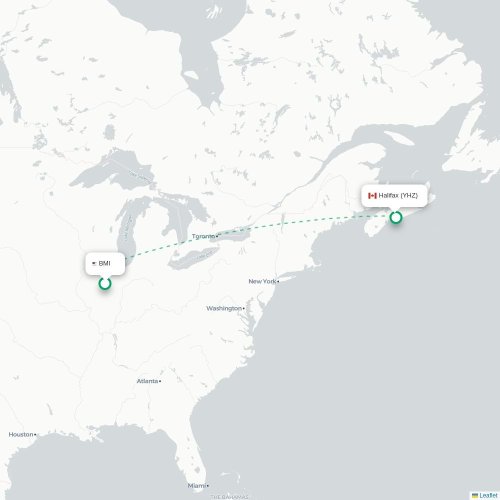 Fort Lauderdale - Halifax kort over direkte fly