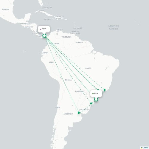 Florianopolis - Panama City carte du vol direct