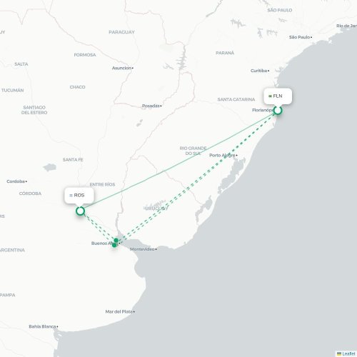 Mapa lotu bezpośredniego Florianópolis – Rosario