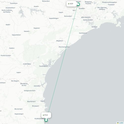Mapa lotu bezpośredniego Florianópolis – São Paulo