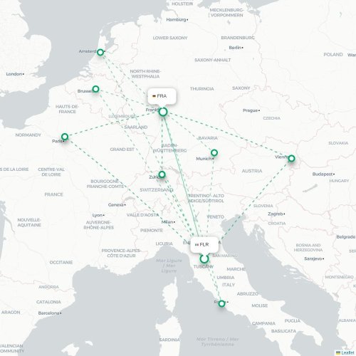Florence - Frankfurt am Main kaart van rechtstreekse vlucht