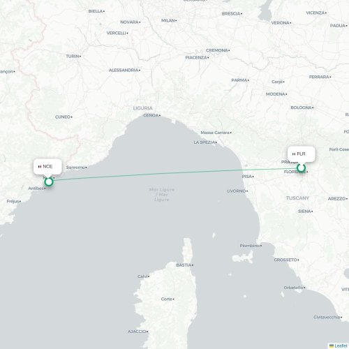 Mapa de vuelo directo Florencia - Niza
