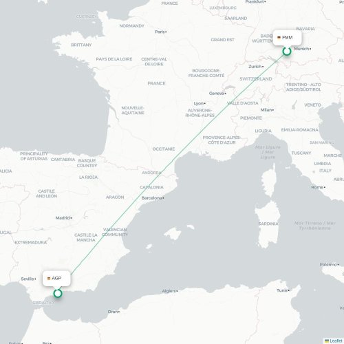 Memmingen - Malaga kort over direkte fly