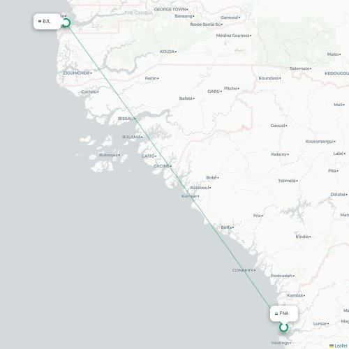 Freetown - Banjul karta över direktflyg