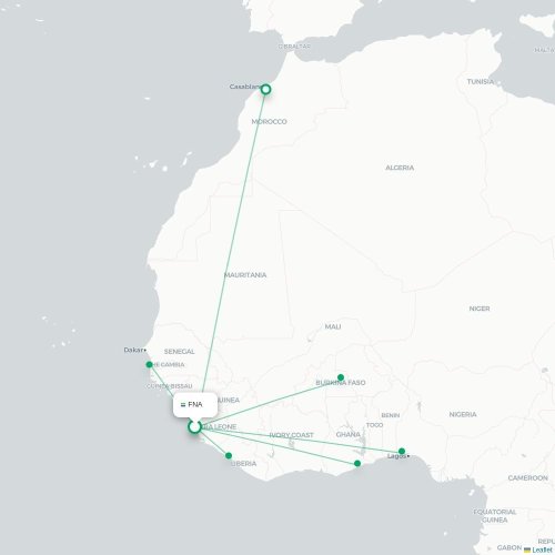 FNA routes and destination map