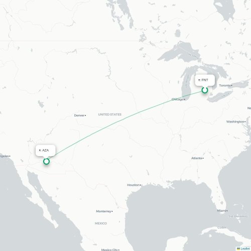 Mapa de vuelo directo Flint - Phoenix