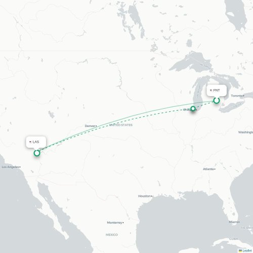 Mapa de vuelo directo Flint - Las Vegas
