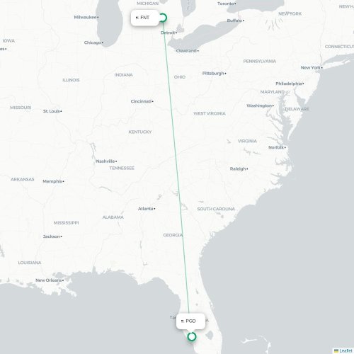 Mapa de vuelo directo Flint - Punta Gorda