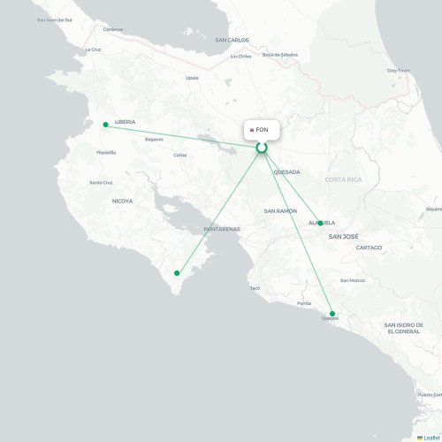 Mapa de vuelo directo La Fortuna - Liberia