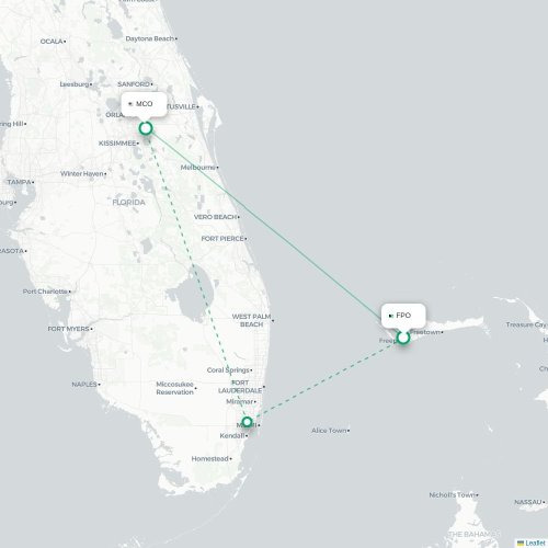 Freeport - Orlando kaart van rechtstreekse vlucht